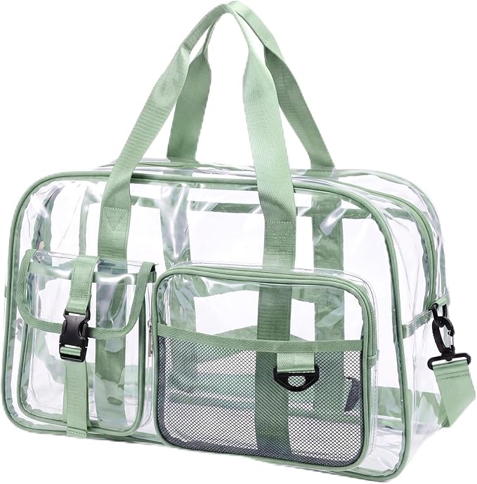 Abbylike Clear Bag Large Heavy Duty Tote for Stadium Events 20" Duffle Transparent Gym Bag for Sport Event Travel Makeup Work