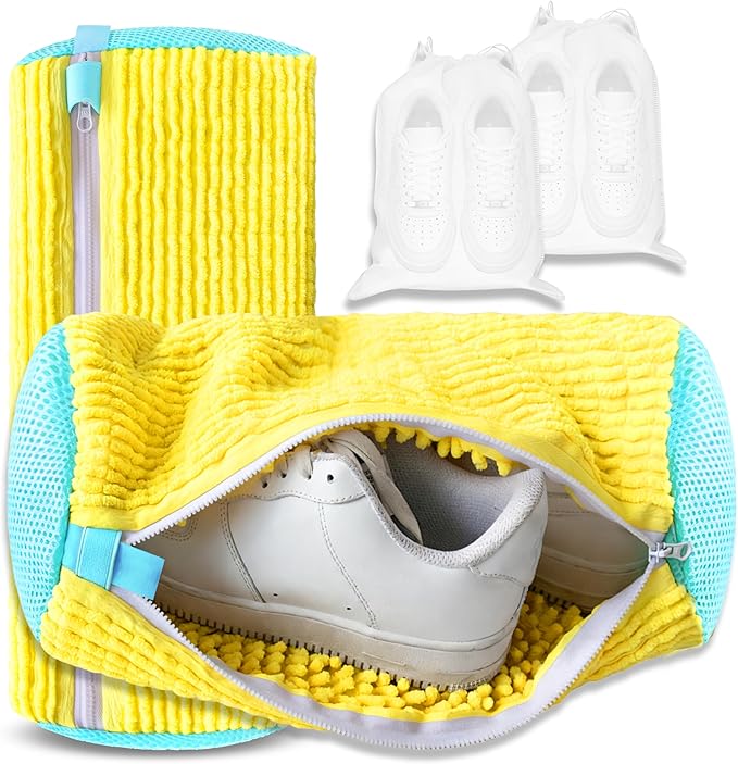 2Pcs Reusable Shoe Washing Machine Bag for Washer and Dryer:Free Up Hands, Prevent Deformation,shoe bag with Zipper Protection Design, Use for all Shoes,Sports Shoes