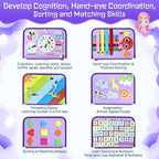 Esjay Toddler Busy Board Montessori Toys for Girls, Sensory Book Educational Activities Learning Fine Motor Skills, Birthday Gifts for Girls Toddlers, Travel Toys for Airplane Car, Purple Merpeople