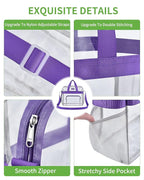 MAY TREE Clear Bag for Stadium Events 12×6×12 Clear Tote Lunch Bag with Reinforced Straps for Work, Sporting Events and Gym, Purple