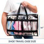 Shoe Travel Bag for Shoes - Travel Shoe Organizer - Portable Luggage Shoes Carrier Sneaker Bag - Shoe Storage Case (Clear, 8 Pairs)