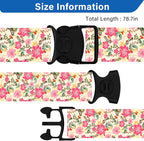 Luggage Straps for Suitcases, Travel Adjustable Belt with Quick Release Buckle, Heavy Duty Nylon Bag Packing Strap, Unique Bright Identifiers Business Travel Accessories (2 Pack) - Pink Flowers