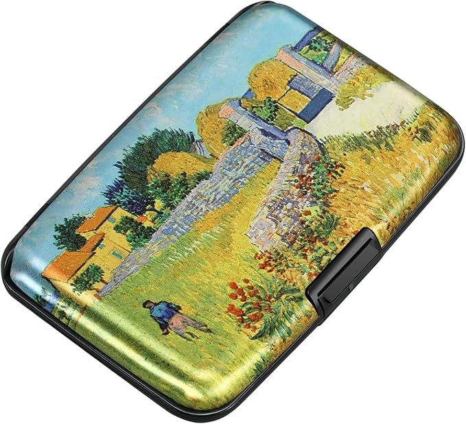 ELFISH Mini RFID Aluminum Wallet Credit Cards Holder Business Card Case Metal ID Case for Men Women(Farmhouse)