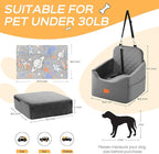 HiPetpy Dog Car Seat 6" Elevated Memory Foam Booster Seat for Small Medium Dogs Under 35 lbs with Pet Blanket, Washable Pet Car Seat with Safety Leash, Anti-Slip Base and Storage Pockets