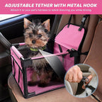 GENORTH Small Dog Car Seats for Small Dogs,Portable Puppy/Pet Car Booster Seat with Clip-On Leash and Mesh Window for Small Pet Up to 11 lbs