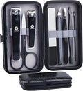 HANTEKAS Manicure Pedicure Set 8pcs Stainless Steel Nail Clippers Kit Fingernail Toenail Clippers Cutters with Leather Case for Home Workplace Outdoor Travel Salon Gift for Men Women Family Friends