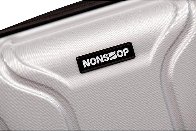 NONSTOP NEW YORK Luggage Expandable Spinner Wheels hard side shell Travel Suitcase Lightweight, TSA Lock, Double USB Port (Silver, Carry-On 20-Inch)