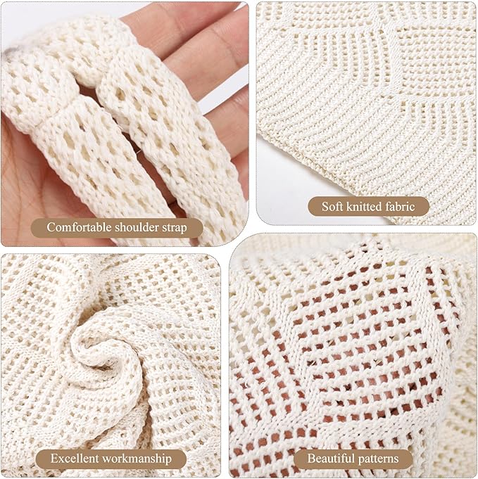 WantGor Crochet Bags, Beach Mesh Tote Bag Womens Shoulder Shopping Handbag Casual Travel Totes Bag Foldable Hobo Bags