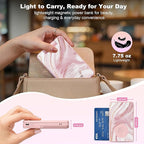 5-in-1 Magnetic Power Bank, 5000mAh Portable Wireless Charger with Mirror, Stand, Bluetooth Remote & Card Holder, MagSafe Compatible Travel Essential for iPhone & Samsung, USB-C Cable Included