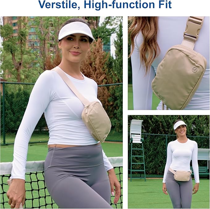 Pander Two Way Zipper Fanny Pack Nylon Everywhere Belt Bag for Women, Water Repellent Waist Packs, Crossbody Bags with Adjustable Strap(Iridescent).