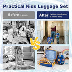 BABY JOY 2 PC Kids Carry On Luggage Set, 12” Backpack & 18” Toddler Suitcase, Hard Shell Travelling Case & Backpack w/ 4 Rotating Casters, Cute Rolling Trolley Case for Boys & Girls (Car)