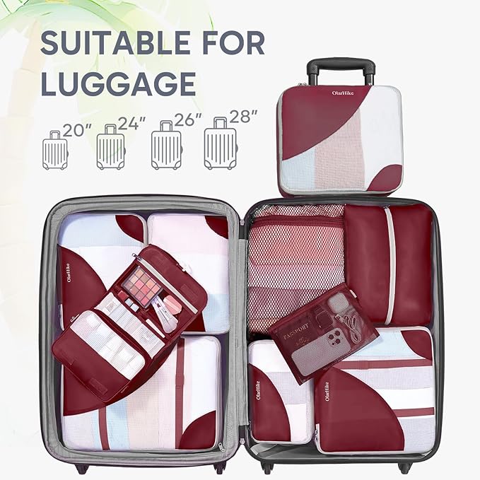 10 Set Packing Cubes for Travel, Gifts for Women Mom,Anti-Tearing Suitcase Organizer,OlarHike Vacation Essentials & Accessories for Cruise Ship
