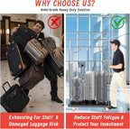 Hotel Luggage Cart with Top Frame, Bellman's Cart with Red Rubber Wheels, Rectangular Refined Stainless Steel Commercial Grade Hotel Luggage Trolley with Black Carpeted Deck for Hotels