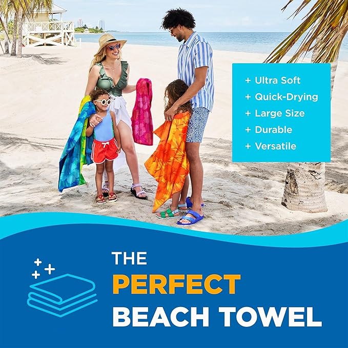 Kaufman - Colorful Hibiscus Beach Towels | 100% Cotton with Ends Hemmed | 30" x 60" | Colorful Soft & Absorbent Pool Towels for Adults and Kids | Fiber Reactive | 12 Pack