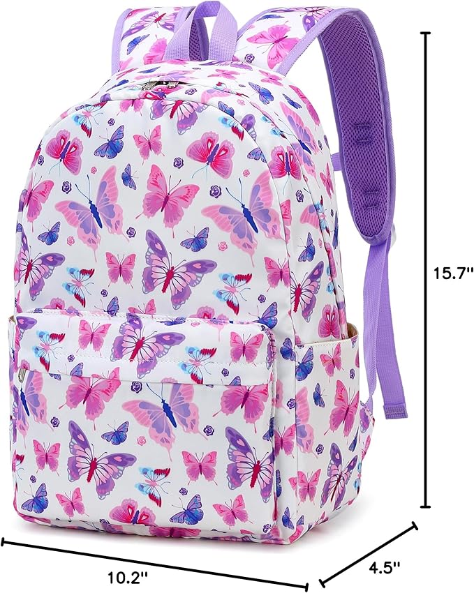 CAMTOP Preschool Backpack for Kids Girls Butterfly Toddler Backpacks Kindergarten School Bookbags(Age 3-8, Colorful Butterfly)
