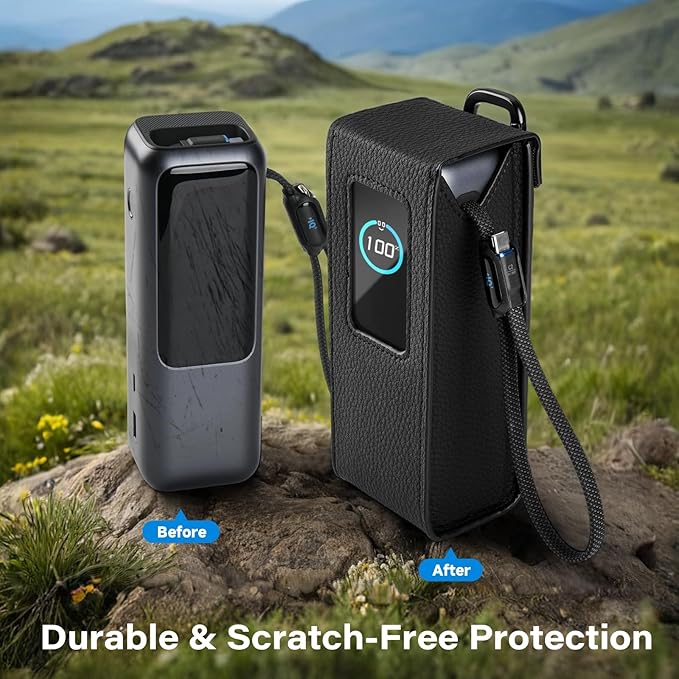 PU Leather Case for Anker 25,000mAh Laptop Power Bank, Protective Travel Case Compatible with Anker Zolo A1695 Power Bank 25K 165W Portable Charger (CASE ONLY)