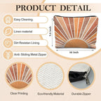 Boho Makeup Bag - Vintage Neutral Sun Cosmetic Bags for Women, Summer & Beach Use