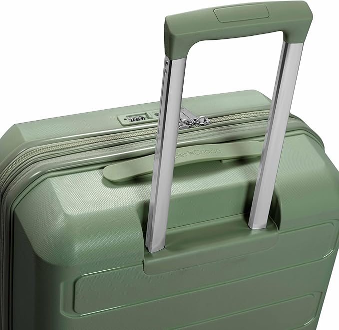 Traveler's Choice Pagosa Hardshell Expandable Luggage with Spinner Wheels, Green, 3-Piece Set (22/26/30)