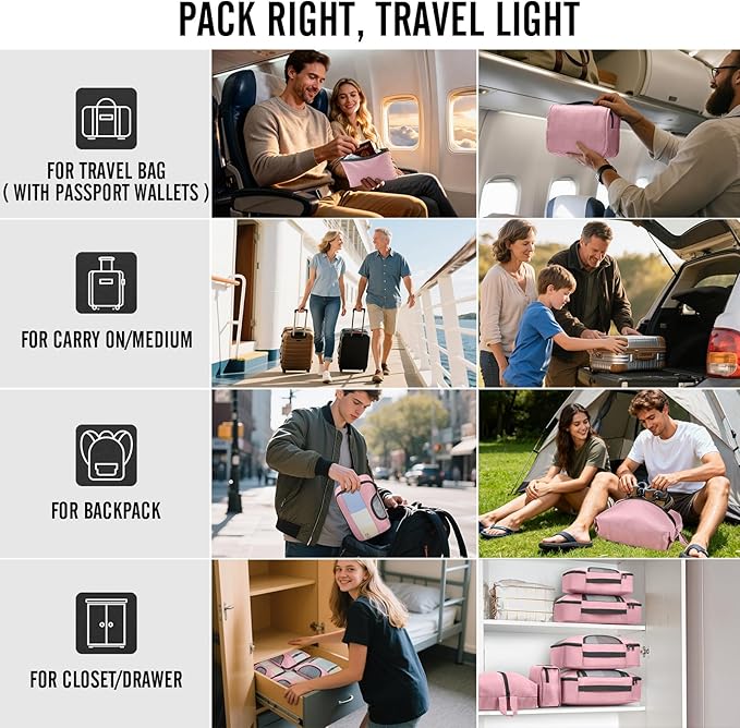 Veken 10 Set Packing Cubes for Travel Essential, Suitcase Organizer Bags in 4 Sizes, Carry-On Luggage Accessories with Large Laundry & Hanging Toiletry Bag, Must-Have for Airplane, Road Trip & Camping