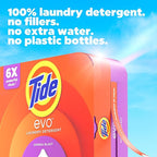 Tide evo Spring Blast Scent Laundry Detergent Fiber Tiles Works on 100% of Common Stains Safe for All Machines and Water Conditions Concentrated HE Compatible Clean and Instant Dissolve, 42 Count