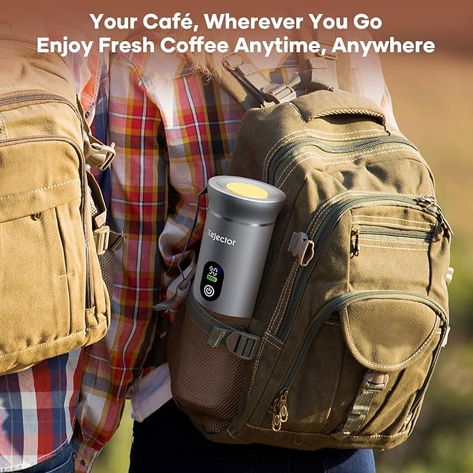kejector Portable Coffee Maker Espresso Machine for Travel Nano Car Coffee Maker Compatible with Ground Coffee & Capsule for RV, Hiking Camping Office, Travel Espresso Maker Electric Coffee Machine