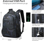 DUSLANG 17 Inch Travel Laptop Backpack Water Resistant Hiking Backpack for Men Laptop Bag with USB Charging Port,Camouflage green