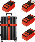 Luggage Straps for Suitcases TSA Approved Travel Belt 8 Pack by Chelmon (Red)