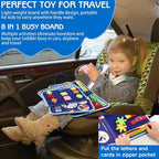 Esjay Toddler Busy Board Montessori Toys for Boys, Sensory Book Educational Activities for Learning Fine Motor Skills, Birthday Gifts for Boys Toddlers, Travel Toys for Airplane Car, Blue Dinosaur