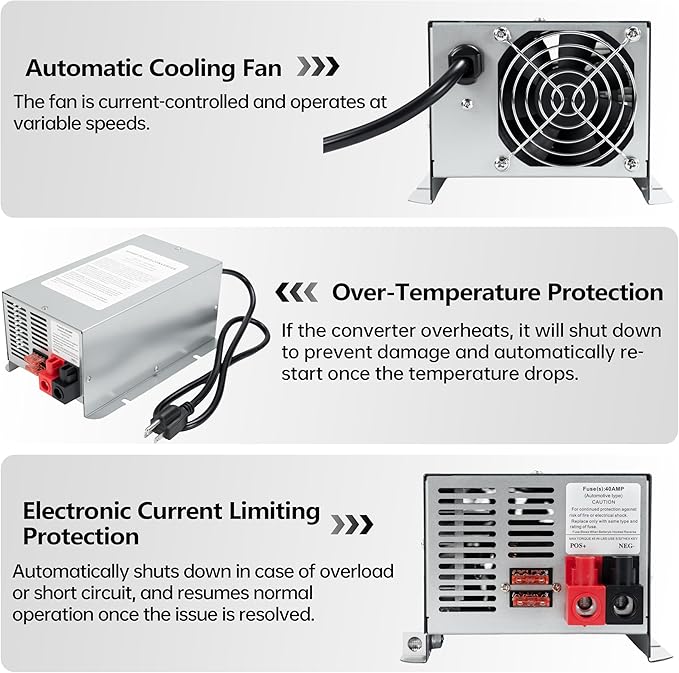 𝐔𝐩𝐠𝐫𝐚𝐝𝐞 WF-9855 55 Amp RV Power Converter Charger, Replace for RV Camper WF-9800 Series, WF-9855, WF-9855-AD, WF-9855-MBA, for Lead-Acid Battery 1 Year Warrant