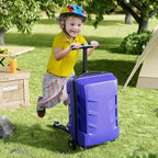 TABU 21" 3-D Hardshell Scooter Suitcase for Kid & Adult, Foldable Carry-on Scooter Luggage with Telescopic Handle, Multifunctional Ride On Lightweight Luggage for Age 4-15, Dark Blue
