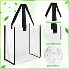 Eccliy 30 Pack 12x12x6 Inch Clear Tote Bag Stadium Approved Bulk Plastic Beach Tote Gift Bag with Handle for Gym Sports | 30 Pack, 12x12x6 Inch, Stadium Approved, Bulk, with Handle, Tote Gift Bag