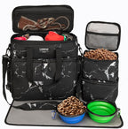 LARIPOP Dog Travel Bag Airline Friendly for Small Medium Large Dogs, Pet Travel Organizer with Collapsible Bowls Food Containers Mat, Waterproof Portable Tote for Dog Outdoor Travel