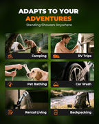 Portable Shower for Camping, Compact Outdoor Shower with Temperature Display & EPS, IPX7 Waterproof with 3-Mode Head, Rechargeable Shower Pump for Hiking, Beach, Pet, RV & Camp Accessories