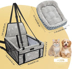 Dog Car Seat Foldable Dog Car Booster Seat Waterproof Breathable Oxford Travel Bag for Small to Medium Dogs, Puppies, and Pets-Pattern Grey+Mat