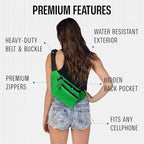 Green Fanny Pack Belt Bag I Mens Fanny Packs for Women Fashionable - Crossbody Bag Bum bag Waist Bag Waist Pack - Hands Free for Hiking, Running, Travel, Waterproof and more