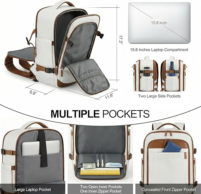 TILYMOL Travel Backpack for Women - 15.6 inch Laptop Backpack Airplane Flight Approved, Large Carry On Anti-theft Bag for Travel Work Business Weekender