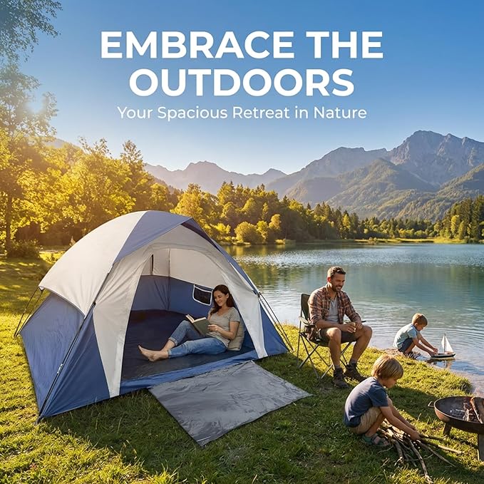 XL 1/2/3/4 Person Dome Camping Tent,Tents for Camping,Tents for Camping Waterproof,Double Layer Waterproof, Removable Rain Fly, for Outdoor Hiking, Fishing
