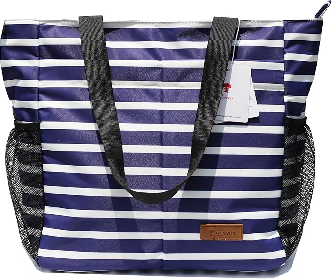 ESVAN Original Floral Tote Bag Large Shoulder Bag with Multi Pockets for Gym Travel Beach Daily Bags