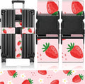 Slohif Luggage Straps for Suitcases Travel Belt Accessories Luggage Connector Identifiers 2 Pack Over Handle with Buckle Unique Nylon Adjustable Strap for Sleeping Bag Car Seat Lovely Strawberry