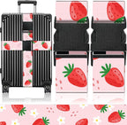 Slohif Luggage Straps for Suitcases Travel Belt Accessories Luggage Connector Identifiers 2 Pack Over Handle with Buckle Unique Nylon Adjustable Strap for Sleeping Bag Car Seat Lovely Strawberry