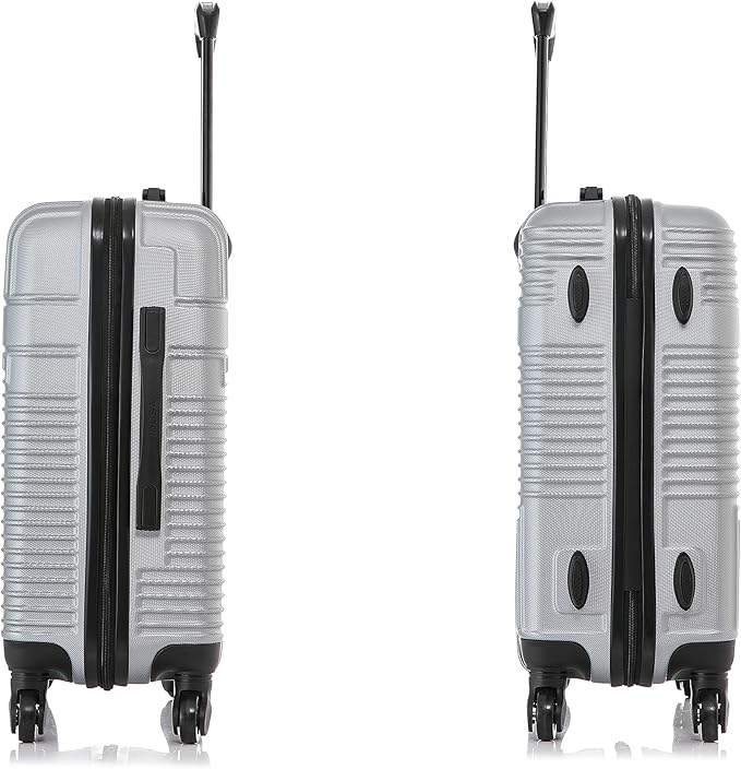InUSA RESILIENCE Luggage with Spinner Wheels | Durable Lightweight Hardshell Suitcase, Spacious Travel Bag with Handle and Trolley | 20-Inch Carry On Small Luggage | Silver