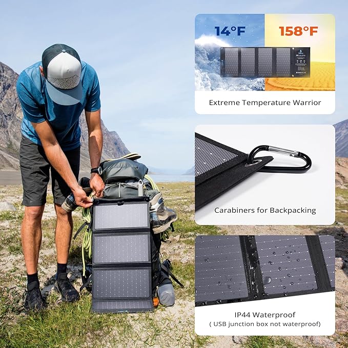 BigBlue 28W Solar Panel Charger with Dual USB-C and USB-A, Portable Solar Phone Charger for Camping, Hiking, Backpacking, Emergency Solar Charger for iPhone, iPad, Samsung Galaxy, Power Bank, GPS etc
