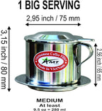 AMT 9.5 oz Coffee Maker, Phin Filter, Screw Down Coffee Dripper for Vietnamese Style Coffee at Home or Office