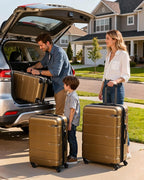 Coolife Luggage Set 3 Piece Hardside PC+ABS Suitcase with TSA Lock, Expandable Large Checked Luggage, Lightweight Rolling Carry On with Spinner Wheels(20/24/28 Inch, Black Brown)