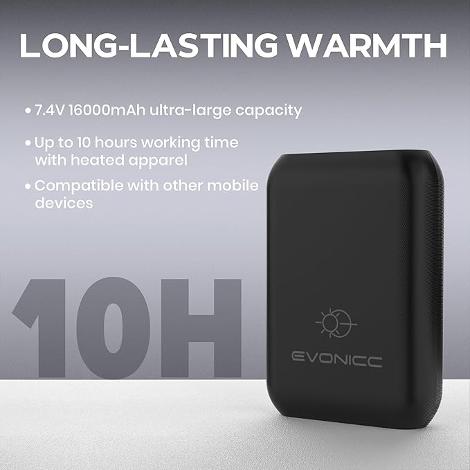 7.4V 16000mAh Battery Pack for Heated Vest with DC USB-C Ports, Portable Rechargeable Power Bank with Digital Display, Heated Vest Battery Pack for ORORO Venustas Heated Vest, Jacket, Pants