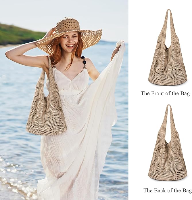 Straw Beach Bags for Women - Summer Woven Tote Bag Shoulder Handbags, Large Beach Bag for Women for Holiday