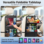 KaiCross Backseat Car Organizer with Upgraded Foldable Tray, Car Seat Organizer for Kids, Travel Accessories with 9 Storage Pockets,Car Seat Organizer Backseat with Touch Screen-1 Pack