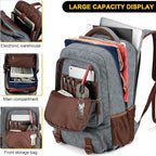 Tzowla Canvas Laptop Backpack, Bag for Men Women,Travel Work Rucksack Fits 15.6 Inch Laptop, Large Capacity Bookbag(Light Grey)