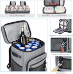 Hulongo Large Waterproof Insulated Cooler Backpack for Men & Women, Leak Proof Cooler Backpack for Camping, Beach, Fishing, Picnic, Travel, Outdoor, 30L, 48Cans