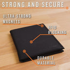 SlimFold Minimalist Passport Holder - Ultra-Thin Wallet Design with AirTag Slot, RFID Blocking - Holds 2 Passports with Magnet Closure for Secure Travel - Made in USA (Black w/Black Stitching)
